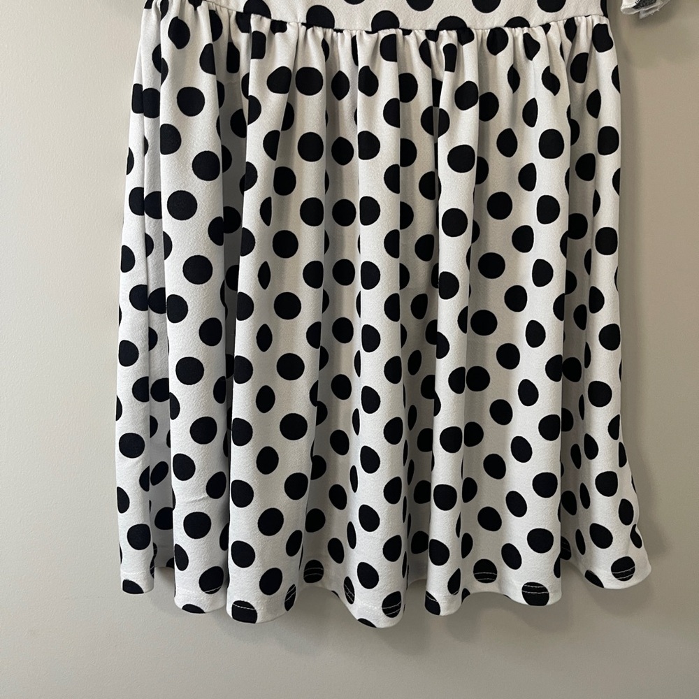 H&M Womens Dress Size XS White and Black Polkadots Ruffled Fit & Flare - Picture 5 of 11